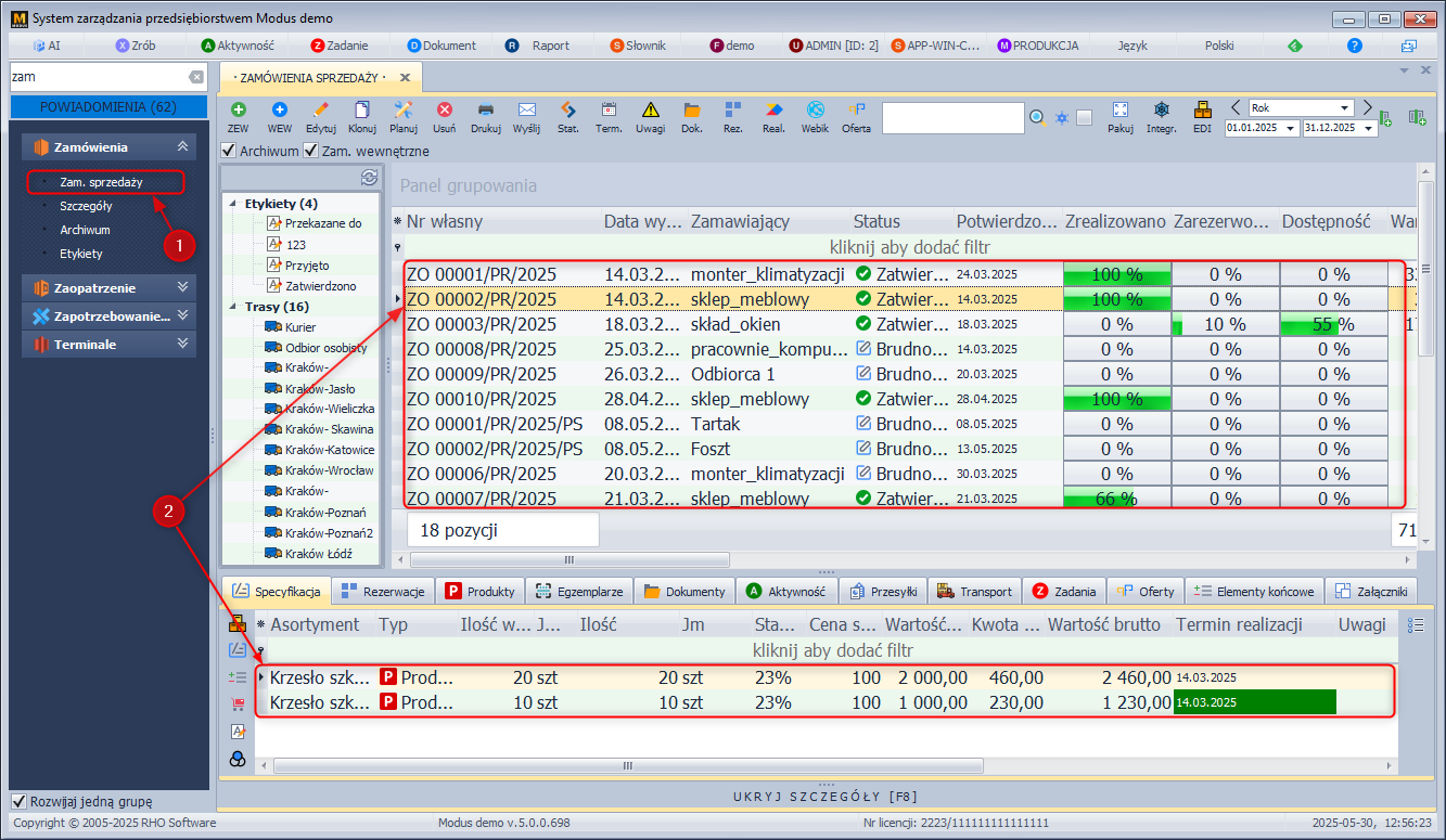 Lista zamówień od odbiorców