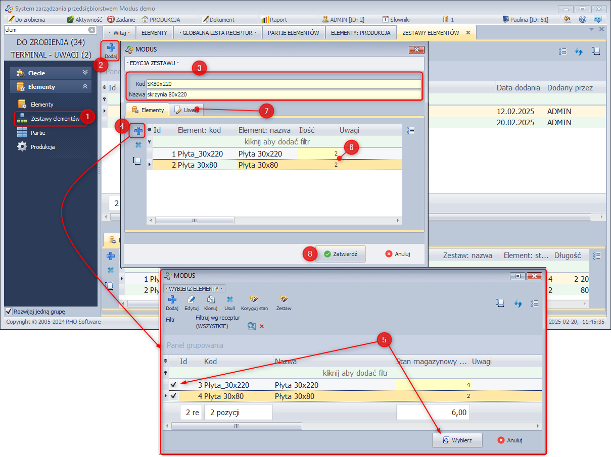 Elementy - Zestawy Elementy - Zestawy