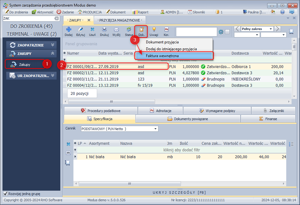 Faktura wewnętrzna Faktura wewnętrzna