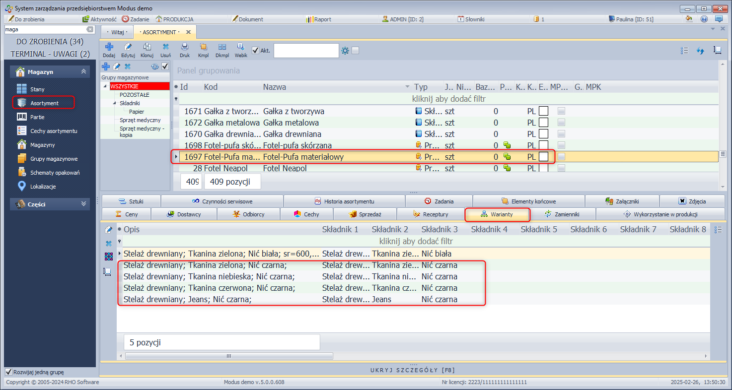 Wygenerowane warianty Wygenerowane warianty