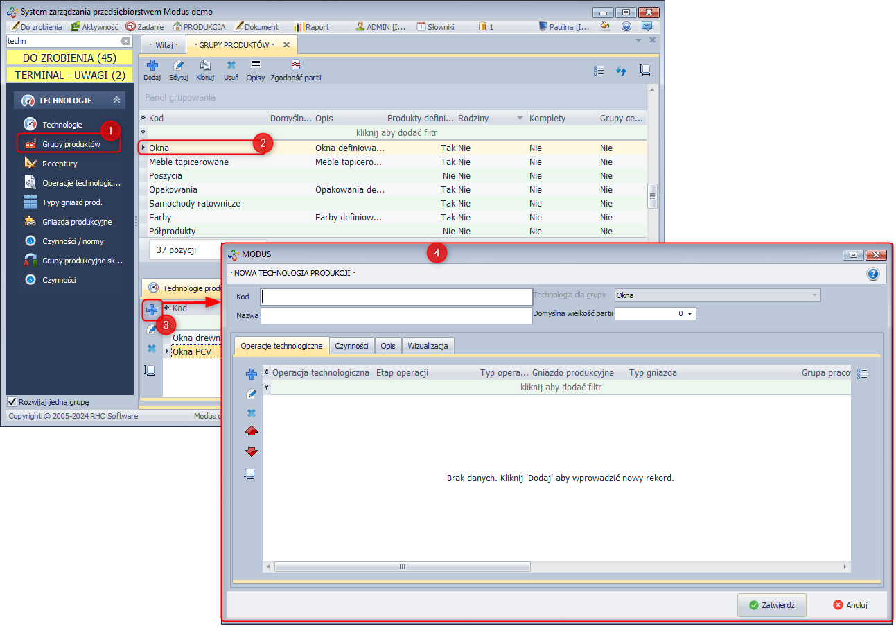 Dodawanie nowej technologii produkcji Dodawanie nowej technologii produkcji