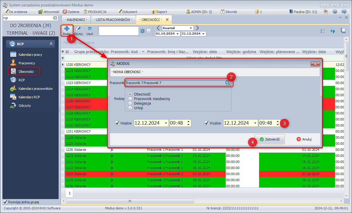 Ręczne dodawanie obecności Ręczne dodawanie obecności