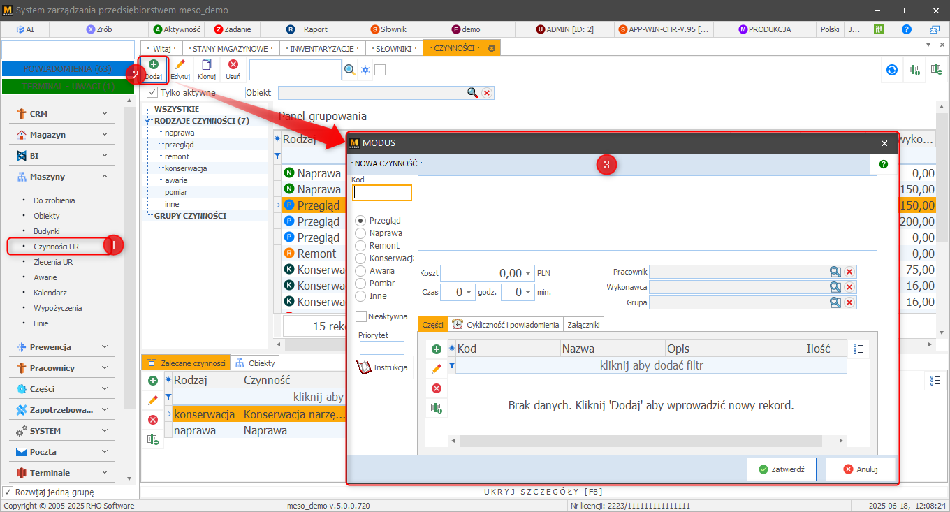 Dodawanie czynności Dodawanie czynności
