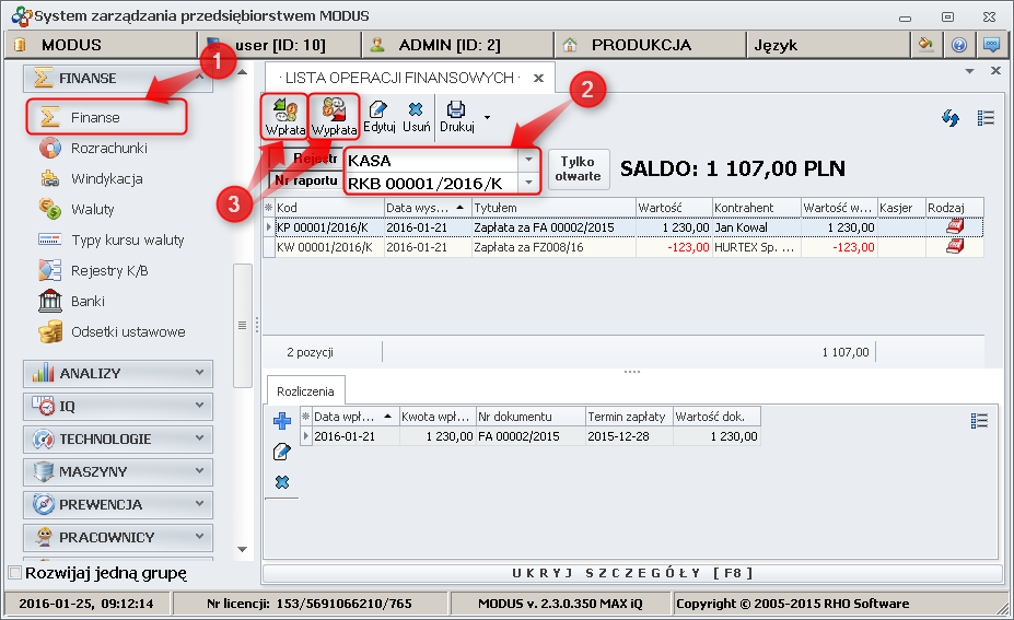 Ekran: Generowanie dokument KP/KW