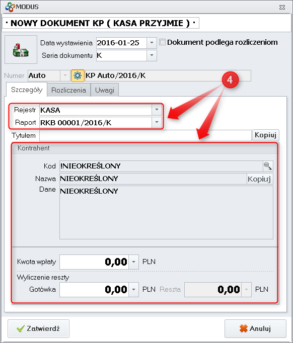Ekran: Nowy dokument KP