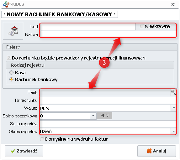 Ekran: Nowy rachunek K/B 
