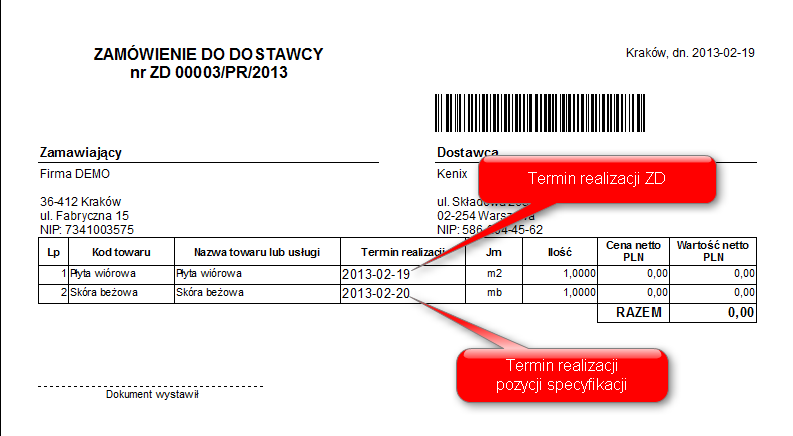 Wydruk z zastosowaniem funkcji IIF 