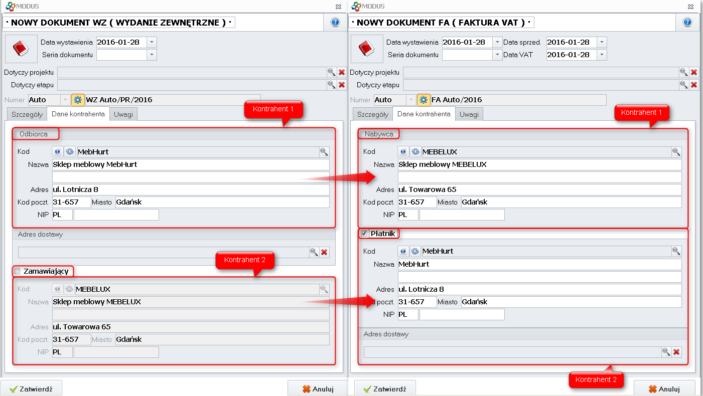 Dokument WZ wygenerowany na podstawie dokumentu ZO