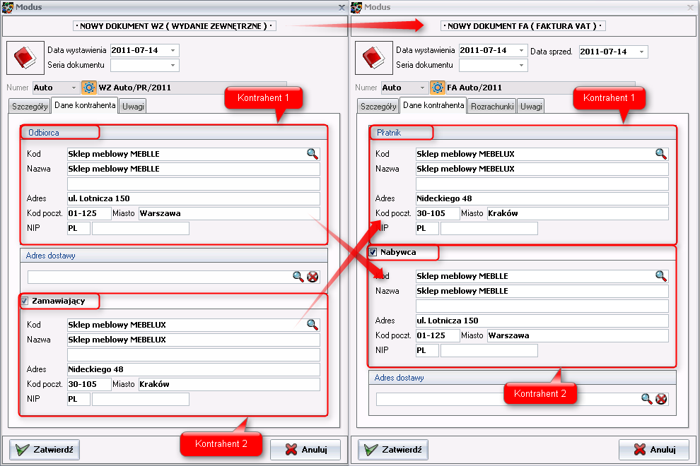 Dokument WZ wygenerowany na podstawie dokumentu ZO