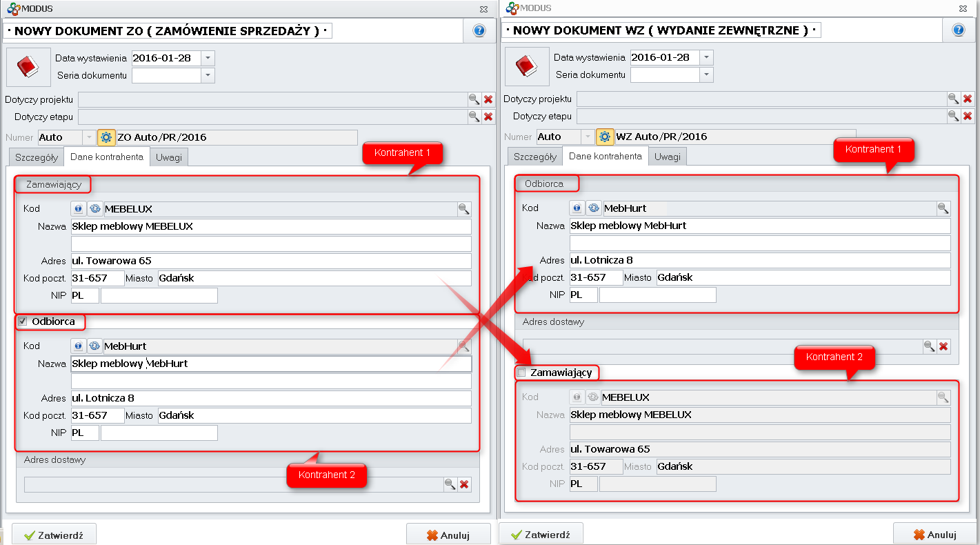 Dokument WZ wygenerowany na podstawie dokumentu ZO