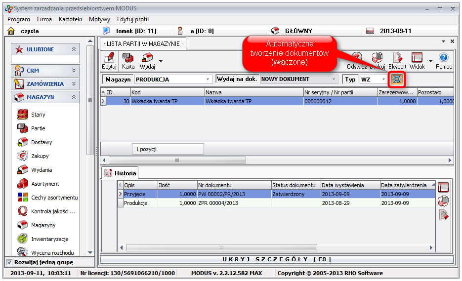 Ekran: Automatyczne tworzenie dokumentów
