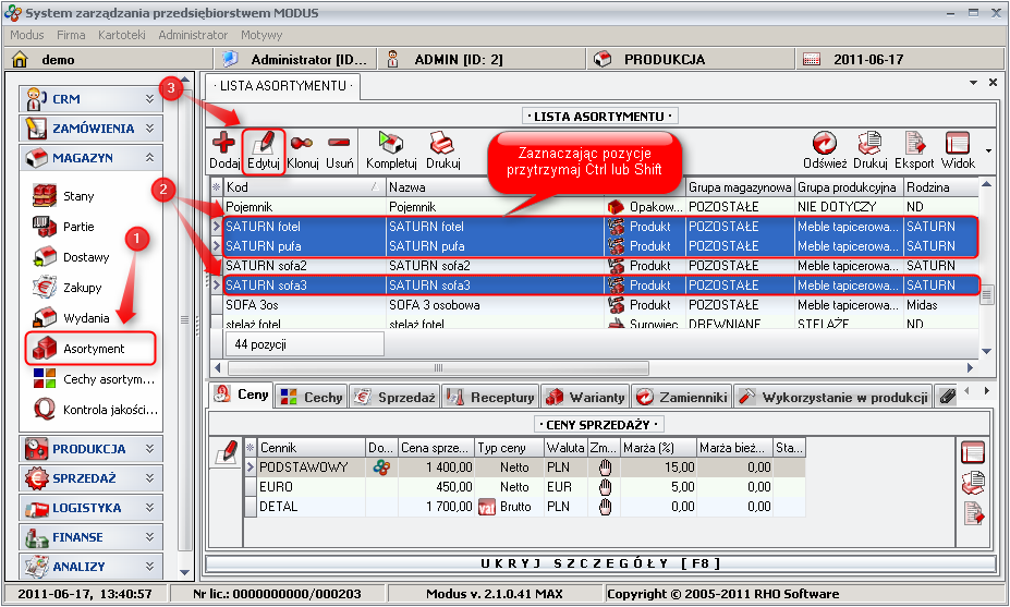 Ekran: Wielozaznaczenie 