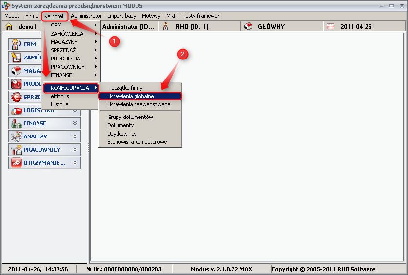 Ekran: Konfiguracja Intrastatu  