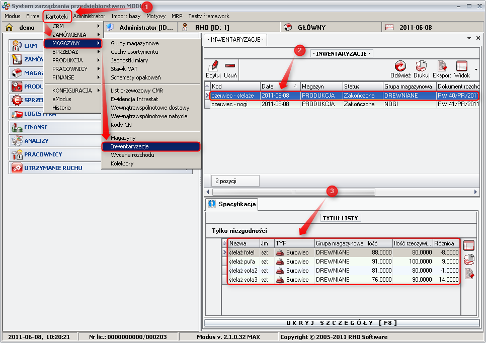 Ekran:  Inwentaryzacje