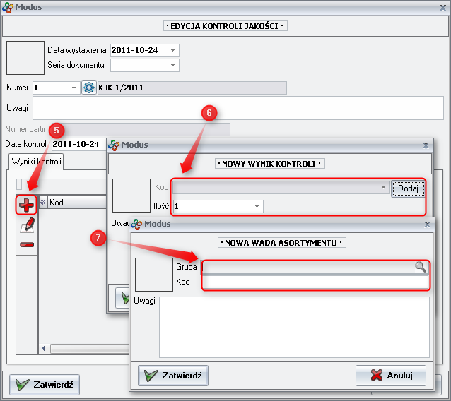 Ekran: Wynik kontroli jakości