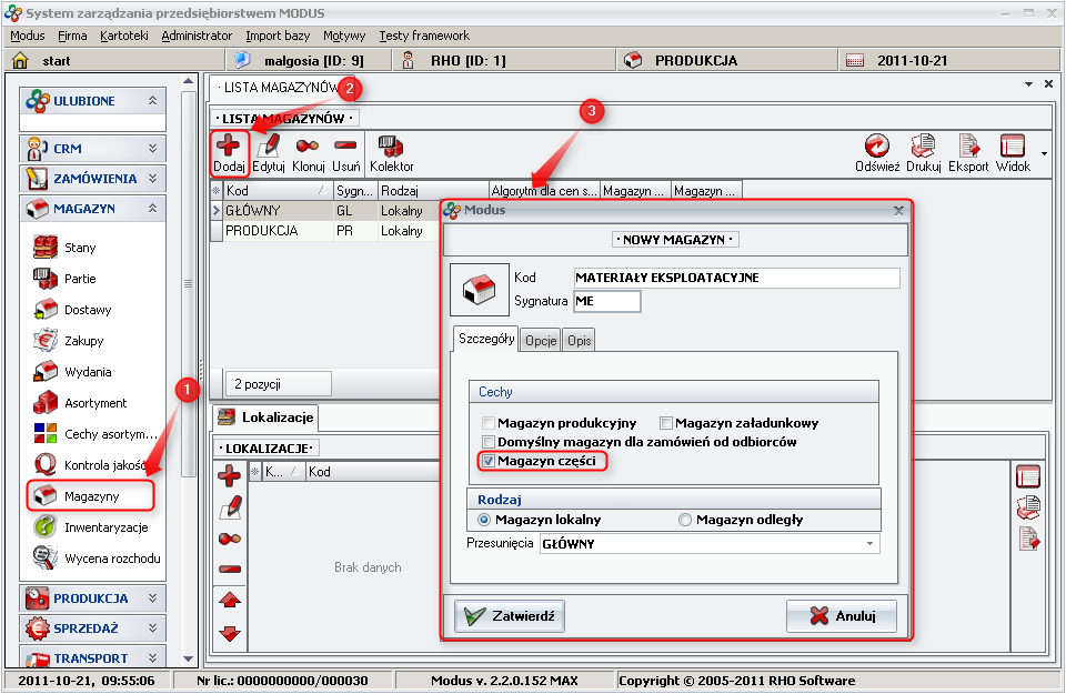 Ekran: Definiowanie nowego materiału eksploatacyjnego