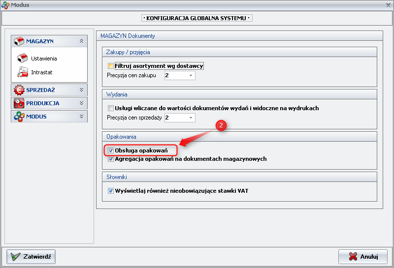 Screen: Packages service option 