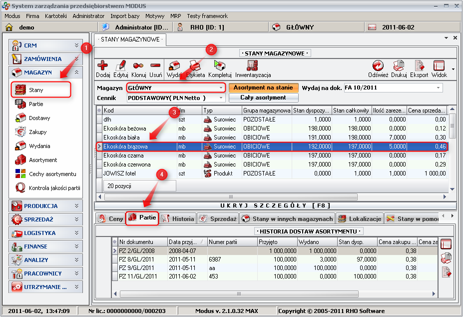 Ekran: Partie asortymentu