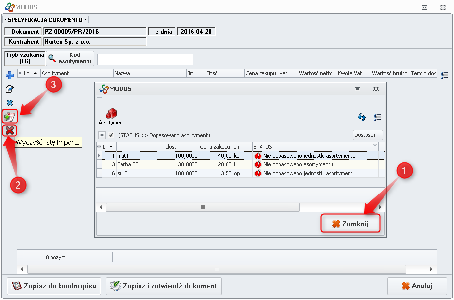 Ekran: Ponowne przeprowadzenie importu 