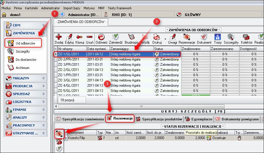Ekran: Rezerwacje - Drugi sposób 