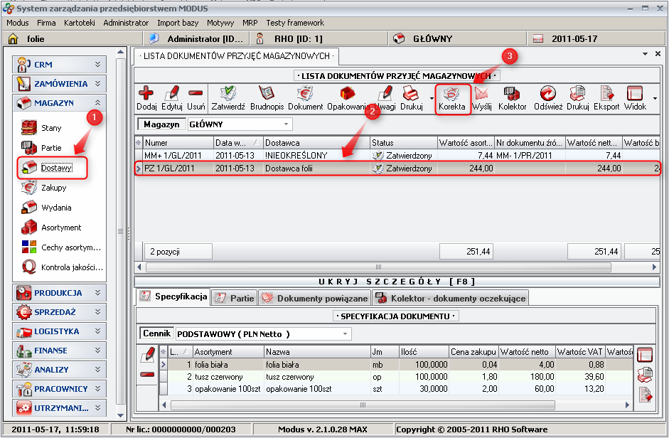 Ekran: Generowanie dokumentu ZWD