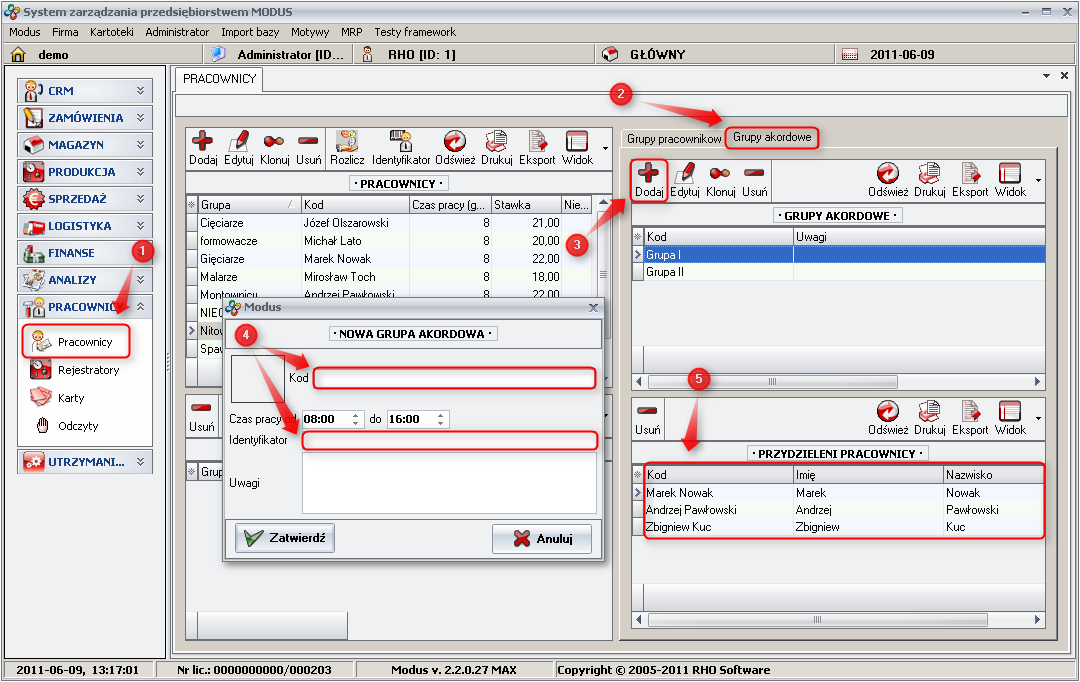 Ekran: Dodawanie nowej grupy akordowej