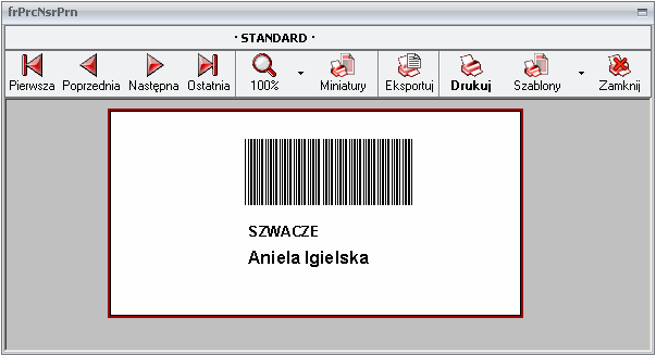 Ekran: Identyfikator pracownika 