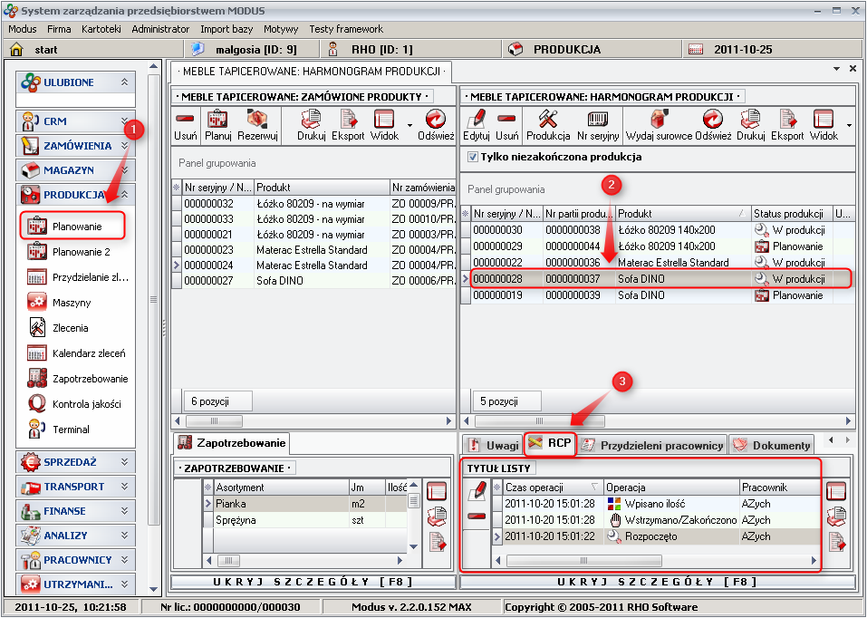 Ekran: Zakładka RCP
