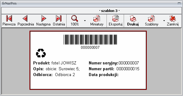 Ekran: Numer seryjny 