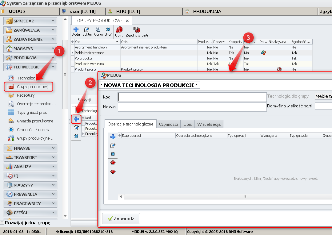 Addition of a new production technology 