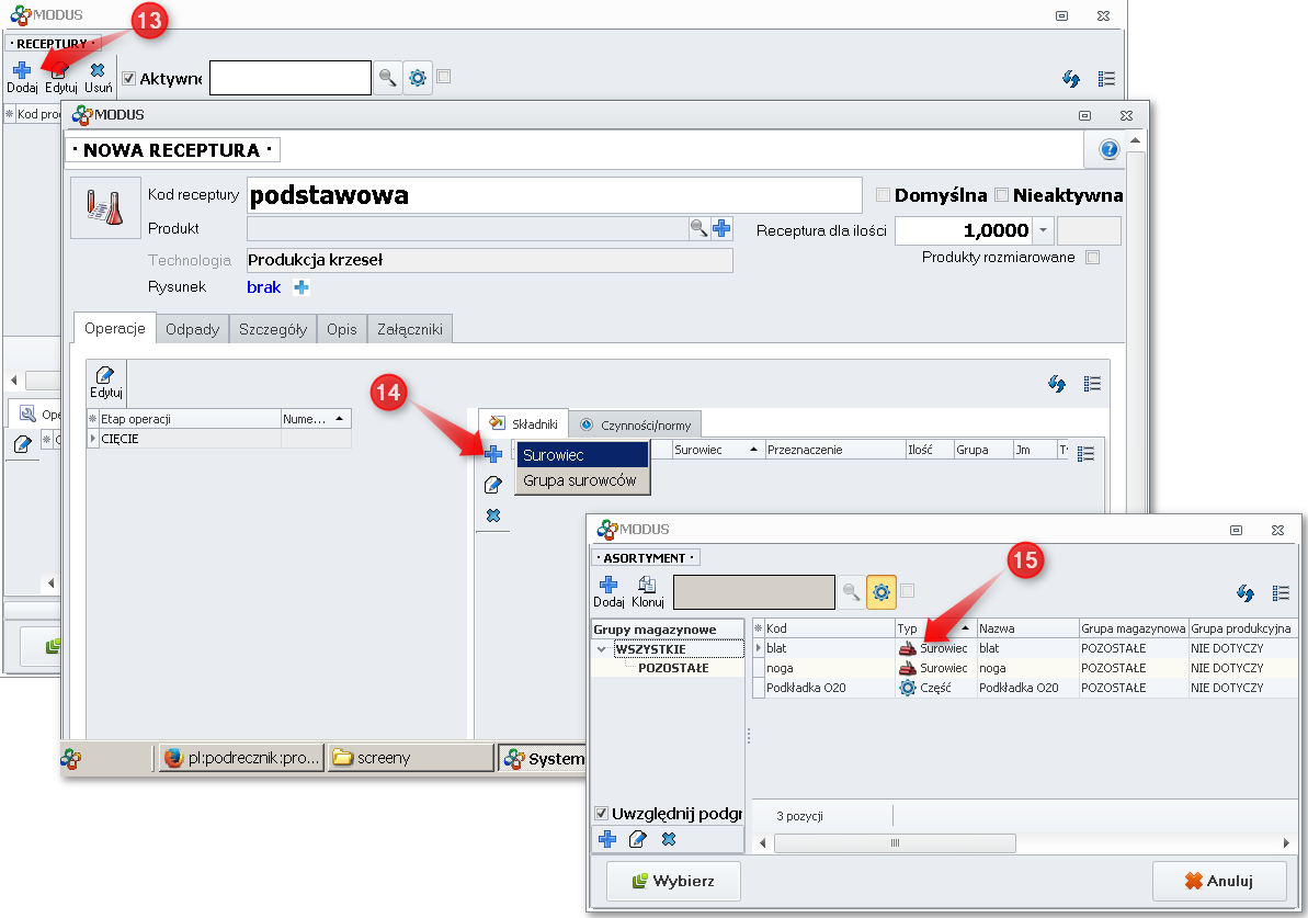 Definiowanie receptury 