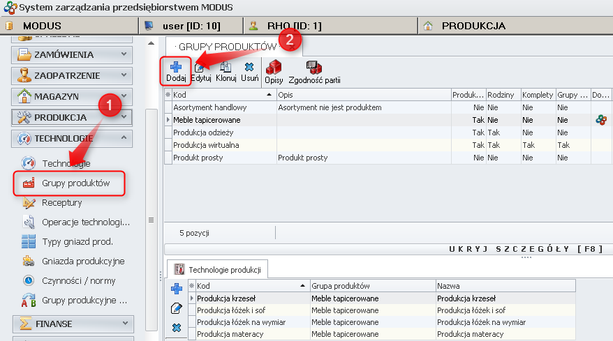 Addition of a new group of products 