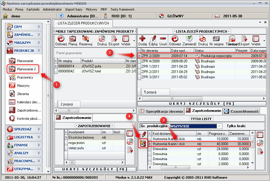 Ekran: Generuj zamówienie do dostawcy 