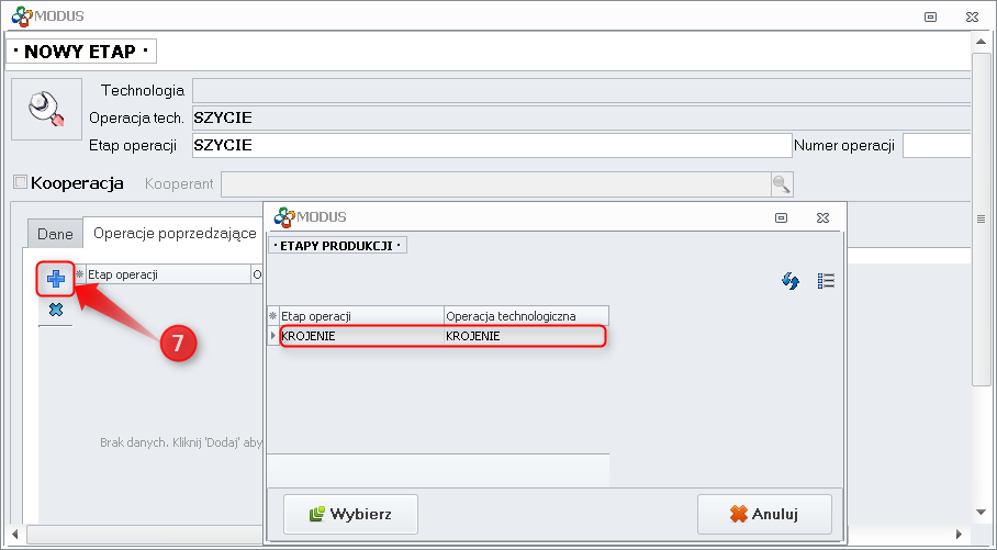 Definiowanie etapu poprzedzającego