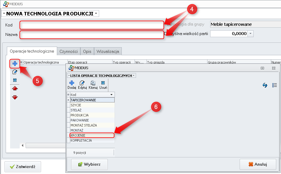 Definiowanie etapów produkcji