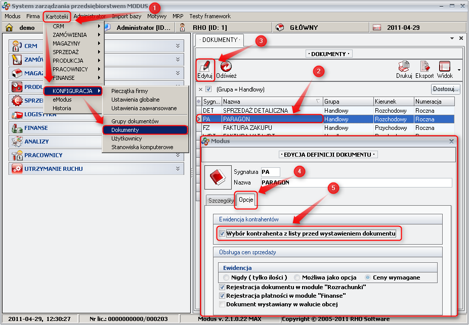 Ekran: Okno "Nowy kasjer"