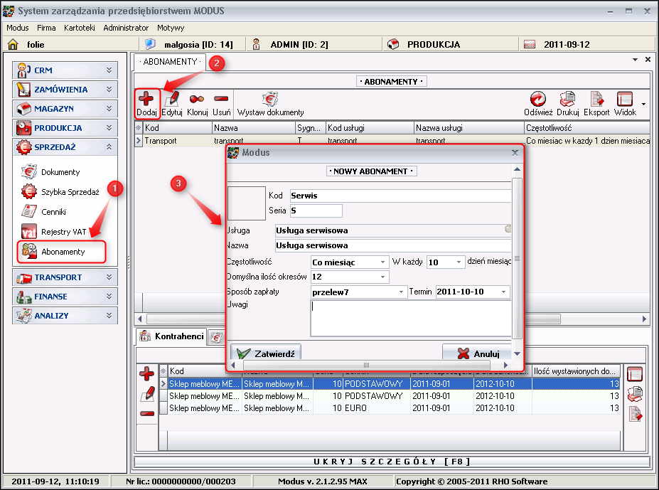 Ekran: Nowy abonament 