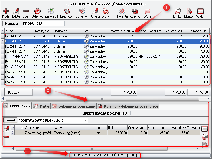 Ekran 14: Główna lista modułu 