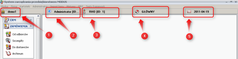 Ekran 2: Górny pasek stanu