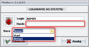 Ekran 4: Okno logowania