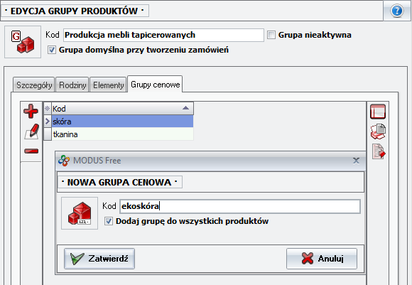 Definiowanie grup cenowych dla grupy produktów 