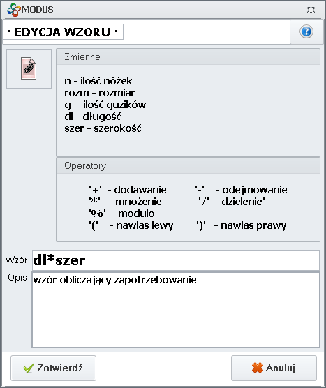 Screen: Karta - Nowy wzór/edycja wzoru