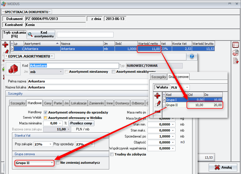 Kolejny dokument PZ zmieniający grupę cenową surowca 
