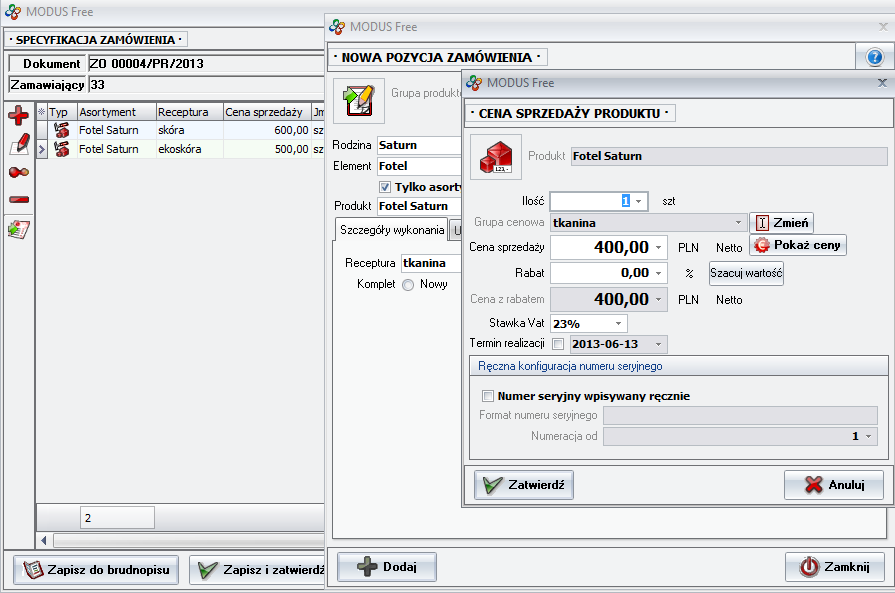 Zamówienie produktu ze zdefiniowanymi grupami cenowymi 