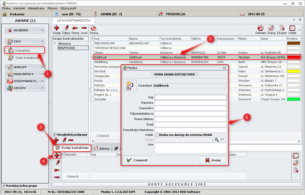 Dodawanie osoby kontaktowej 