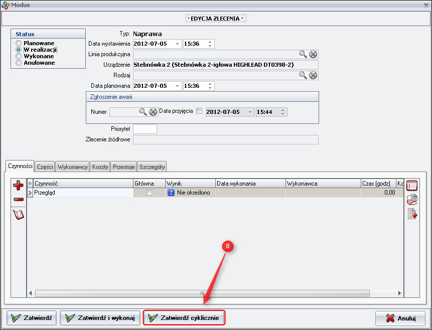 Generowanie zleceń cyklicznych