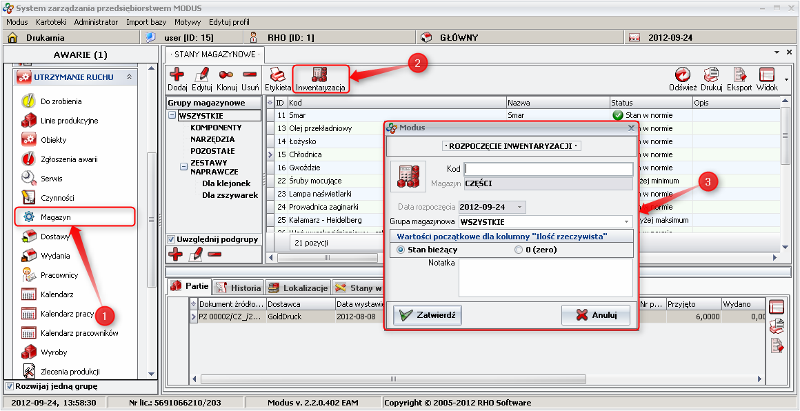 Ekran: Inwentaryzacja