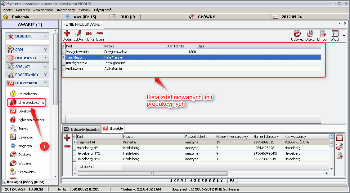 Ekran: Linie produkcyjne