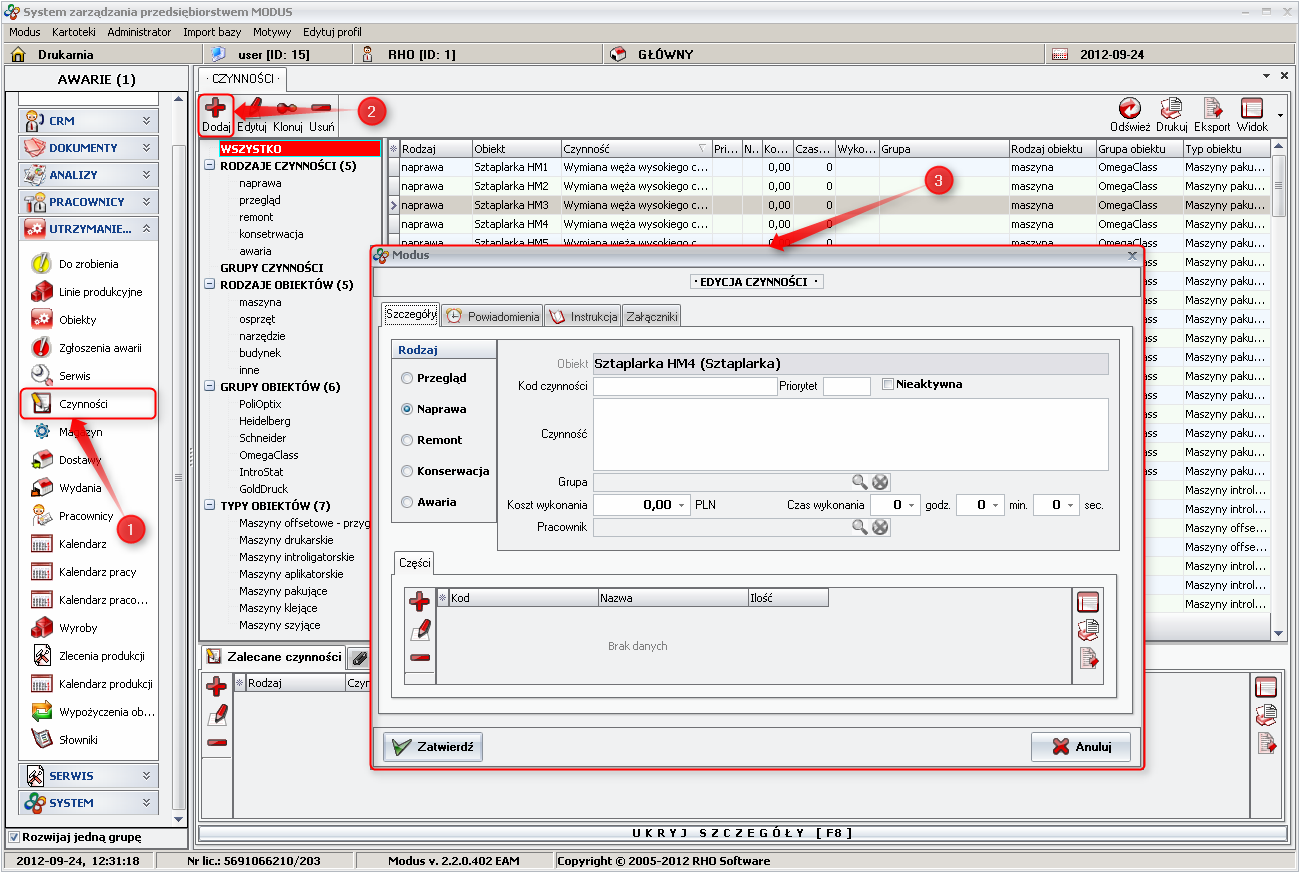 Dodawanie czynności
