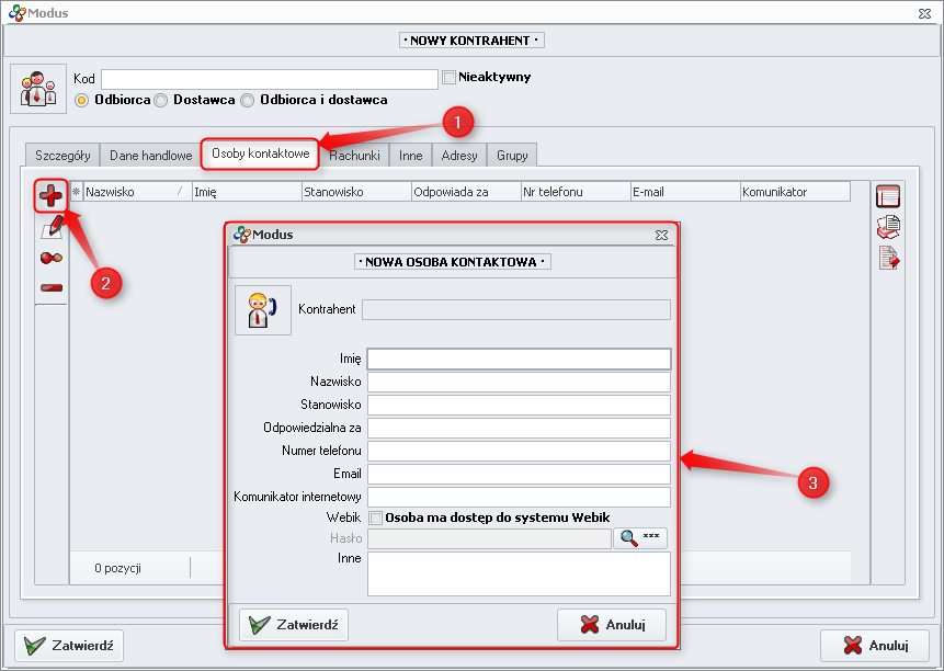 Ekran: Osoby kontaktowe